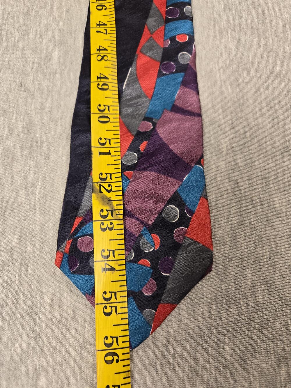 Bugatti Tie Mens One Size Multicolor Geometric 100% Italian Silk Wide Necktie